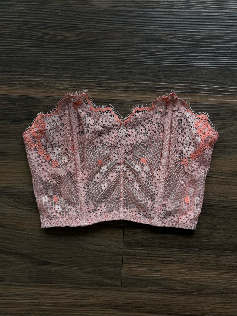 Victoria's Secret Coral Pink Lace Bustier Crop Top